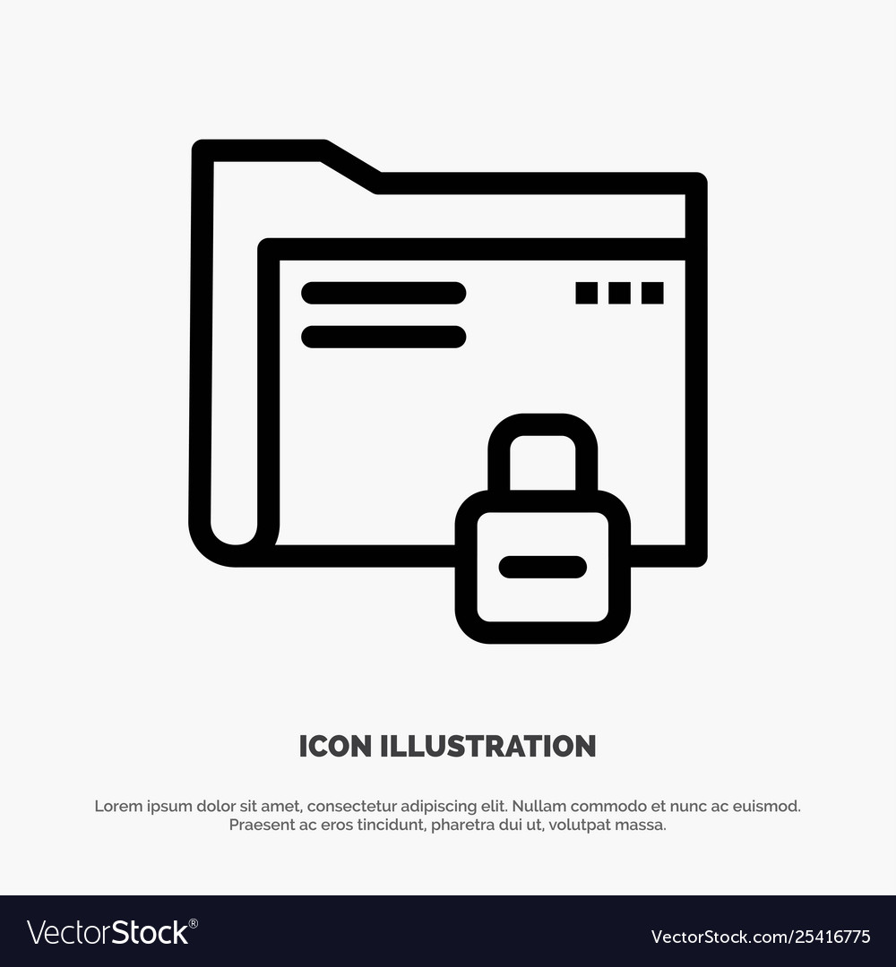 Data folder password protection secure line icon vector image Data folder password protection secure line icon
