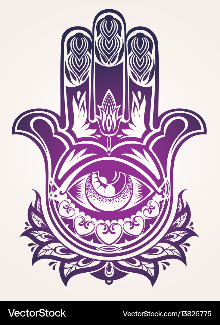 Hand Drawn Ornate Amulet Hamsa Royalty Free Vector Image