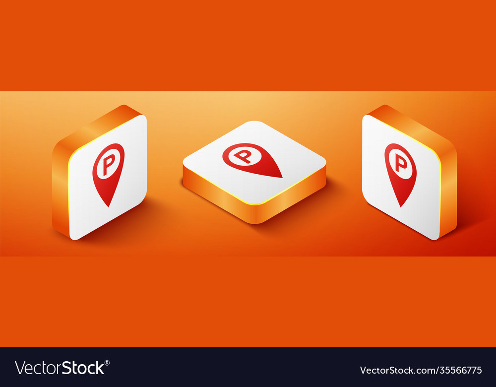 Isometric map pointer with car parking icon vector image Isometric map pointer with car parking icon