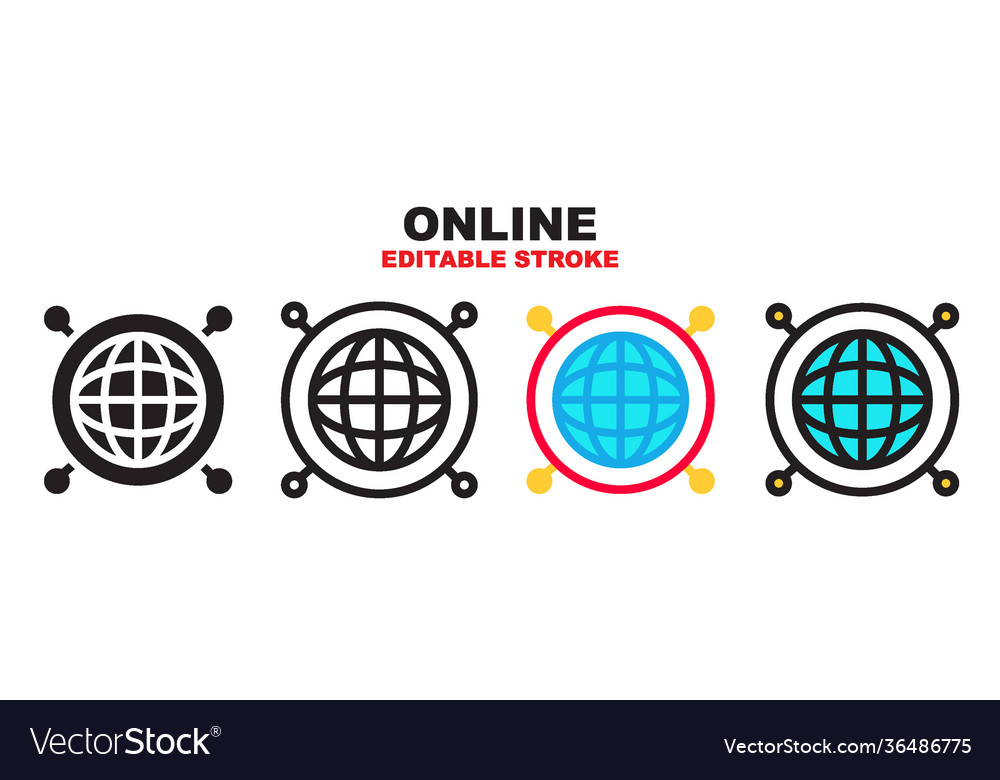 Online icon set with different styles editable vector image Online icon set with different styles editable