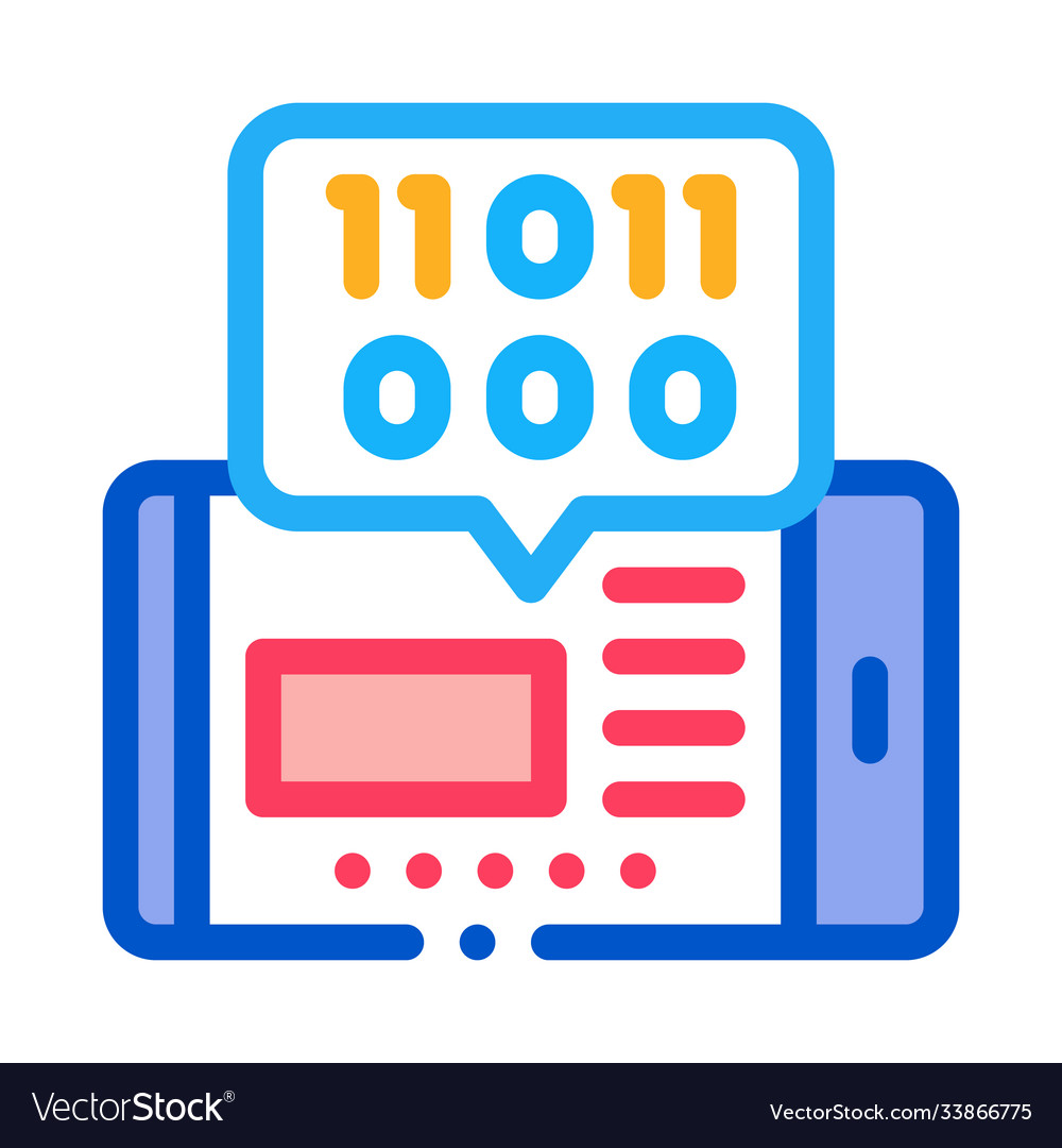 Phone app binary code icon outline vector image Phone app binary code icon outline