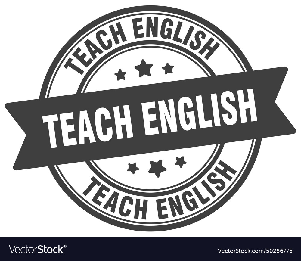 Teach english stamp label Royalty Free Vector Image