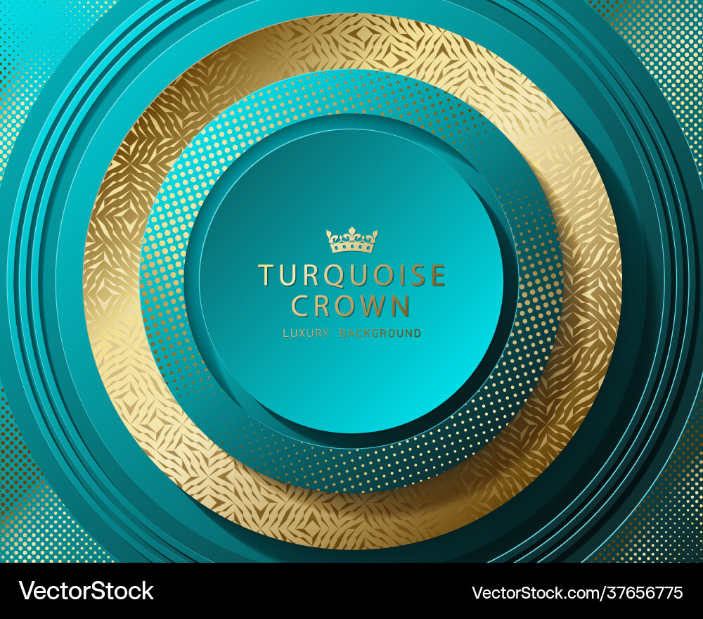Turquoise and gold abstract round luxury Vector Image