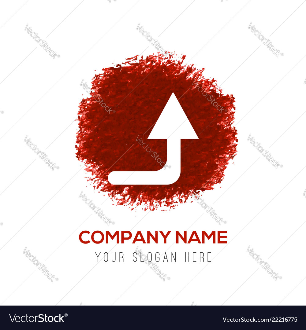 Upper arrow icon - red watercolor circle splash