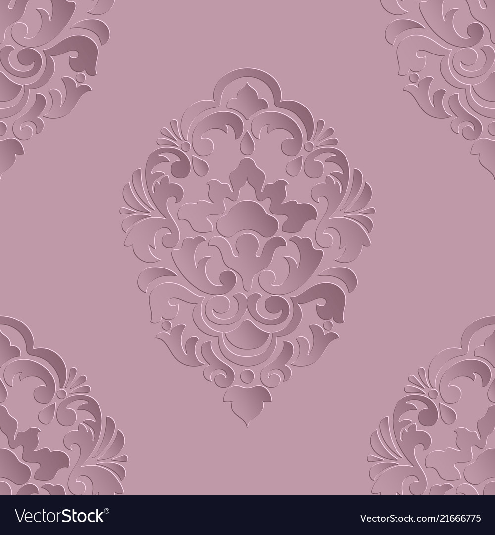 Volumetric damask seamless pattern element vector image Volumetric damask seamless pattern element