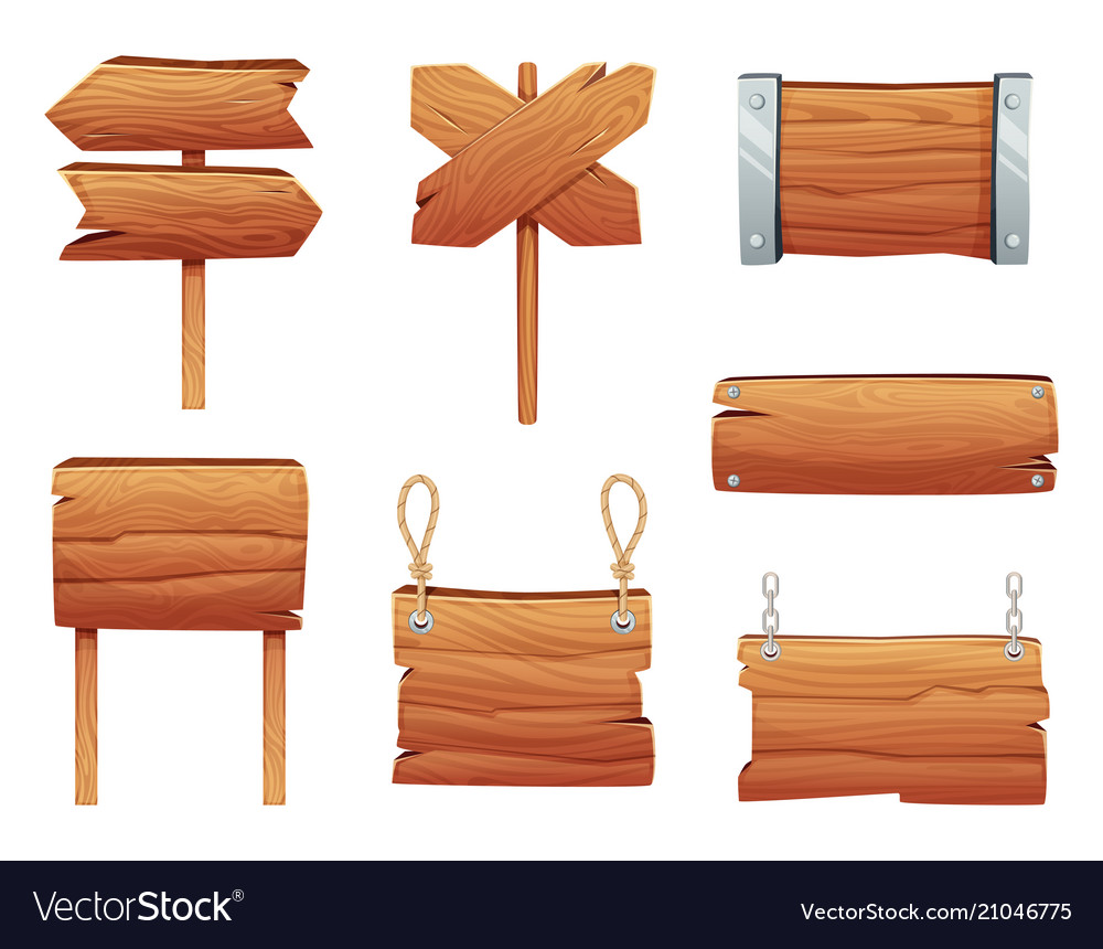 Wooden banners and various signboards Royalty Free Vector