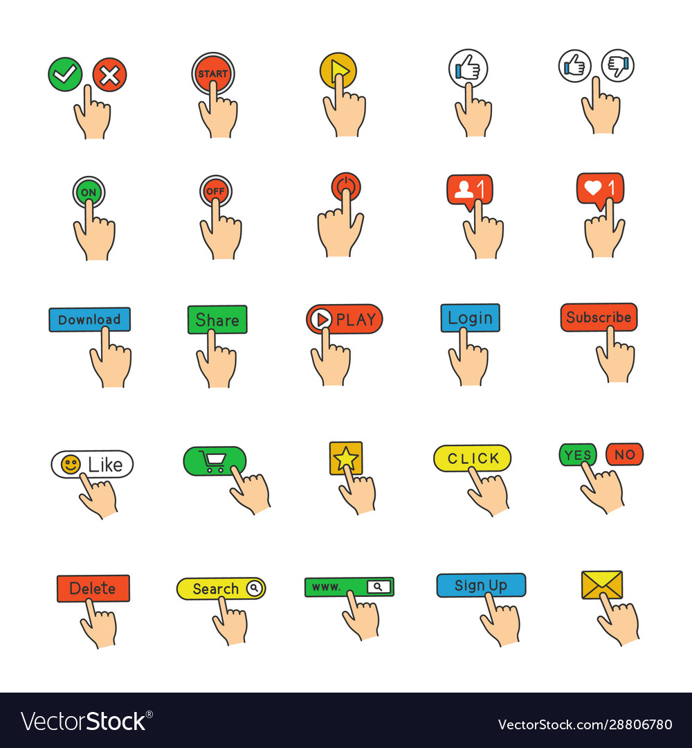 App buttons color icons set