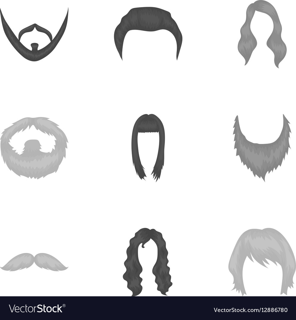 Beard set icons in monochrome style big