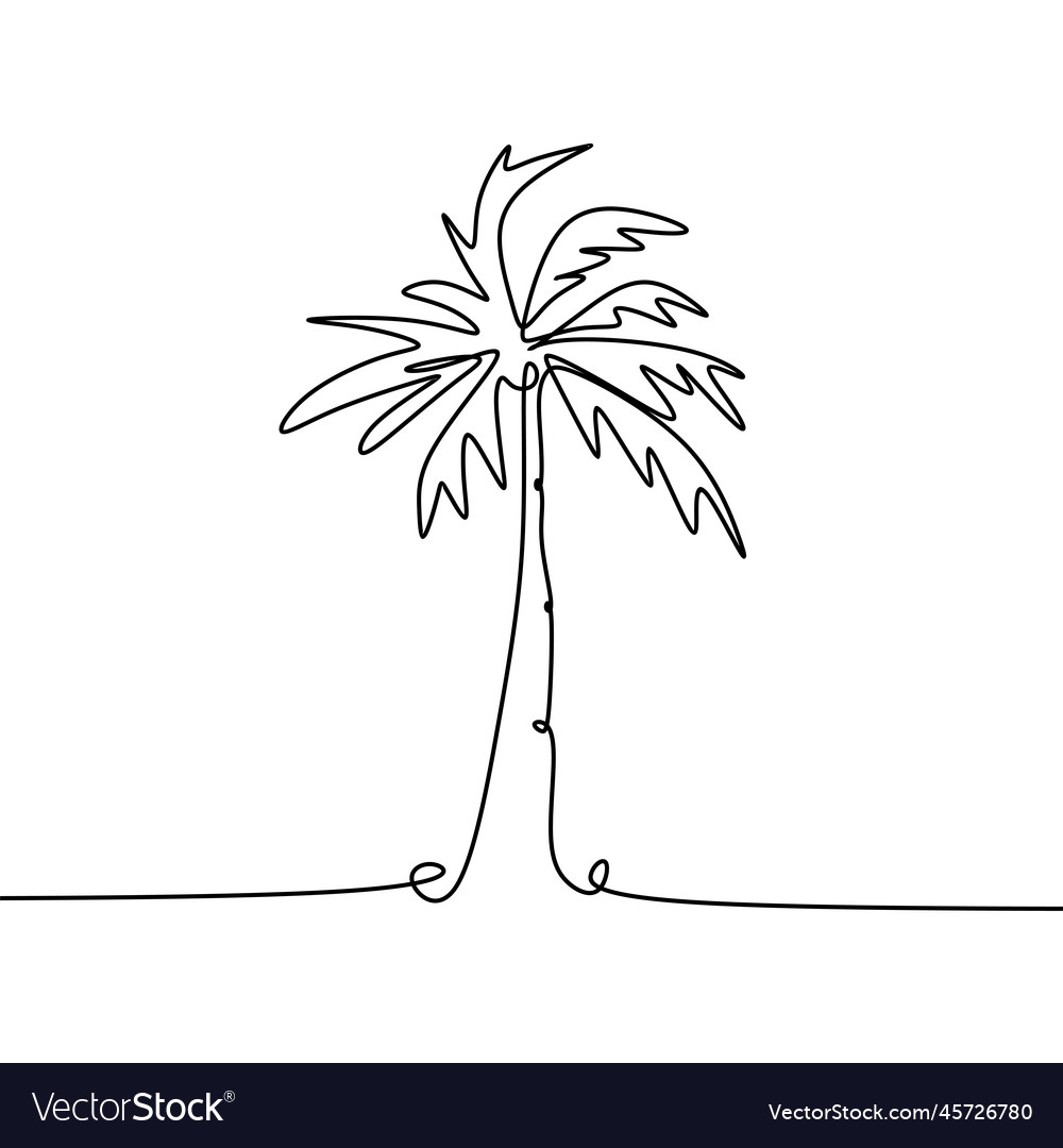 Continuous line of coconut trees vector image Continuous line of coconut trees