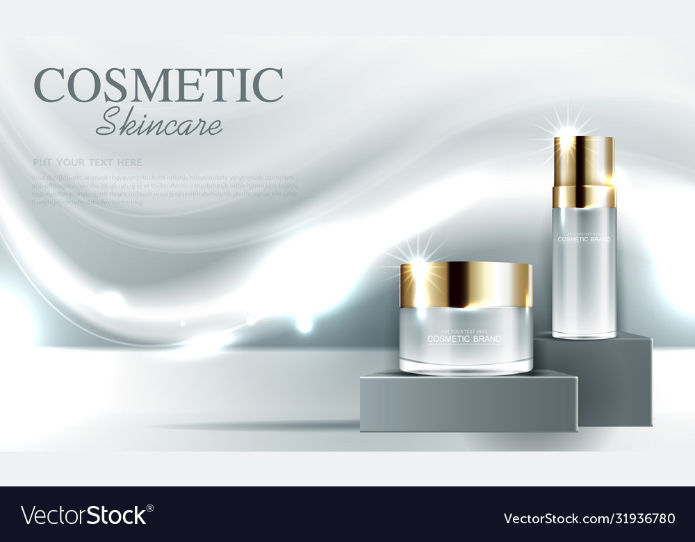 Cosmetics or skin care gold product ads vector image Cosmetics or skin care gold product ads