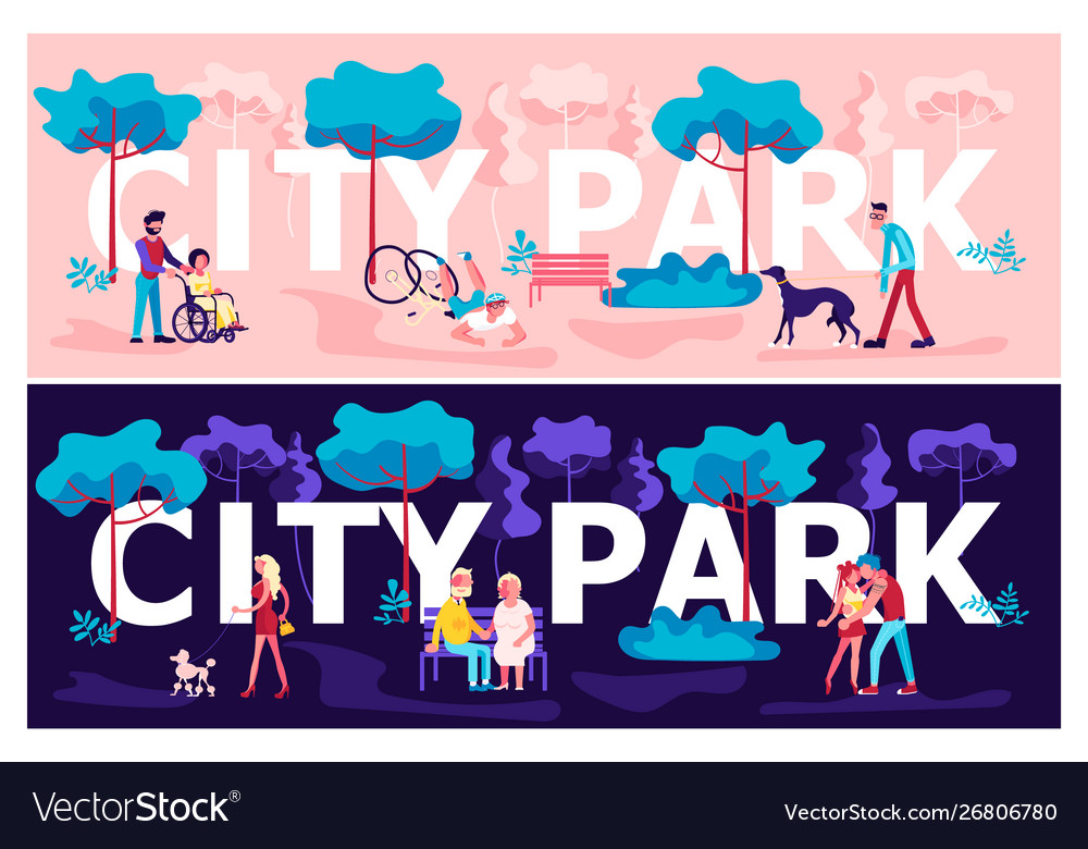 Day And Night City Park Royalty Free Vector Image