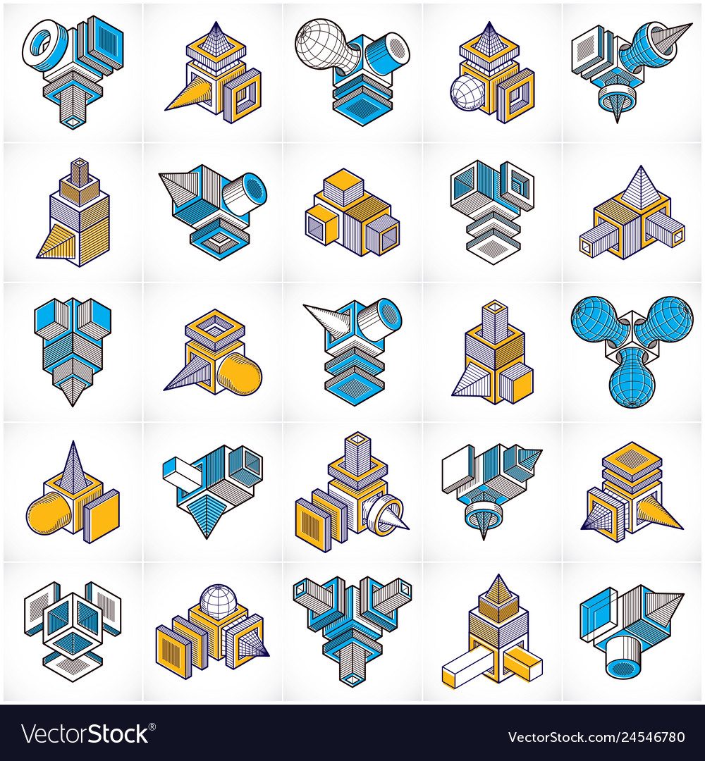 Engineering constructions collection abstract set vector image Engineering constructions collection abstract set
