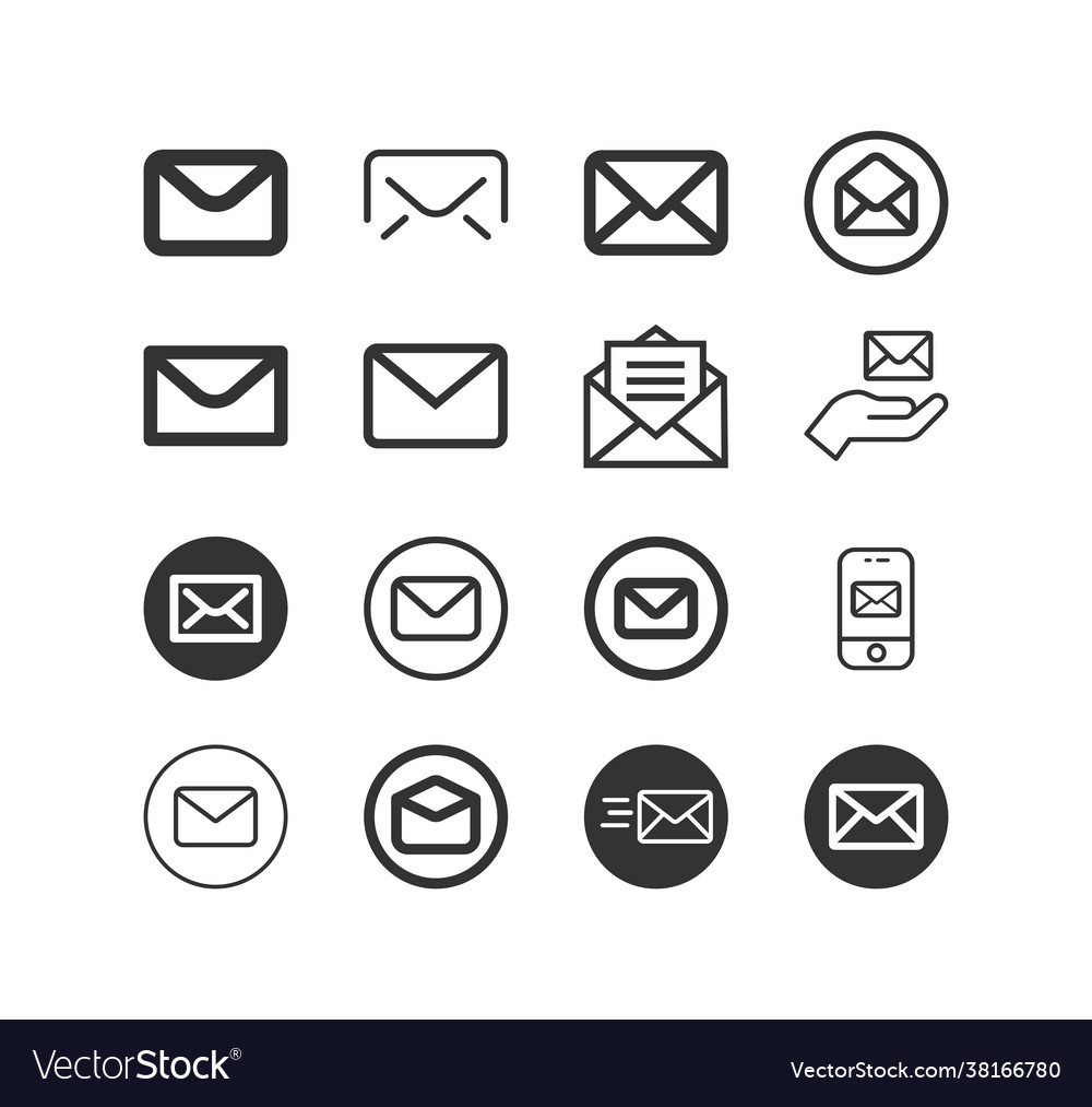 Envelope line icon set e-mail message symbol vector image Envelope line icon set e-mail message symbol