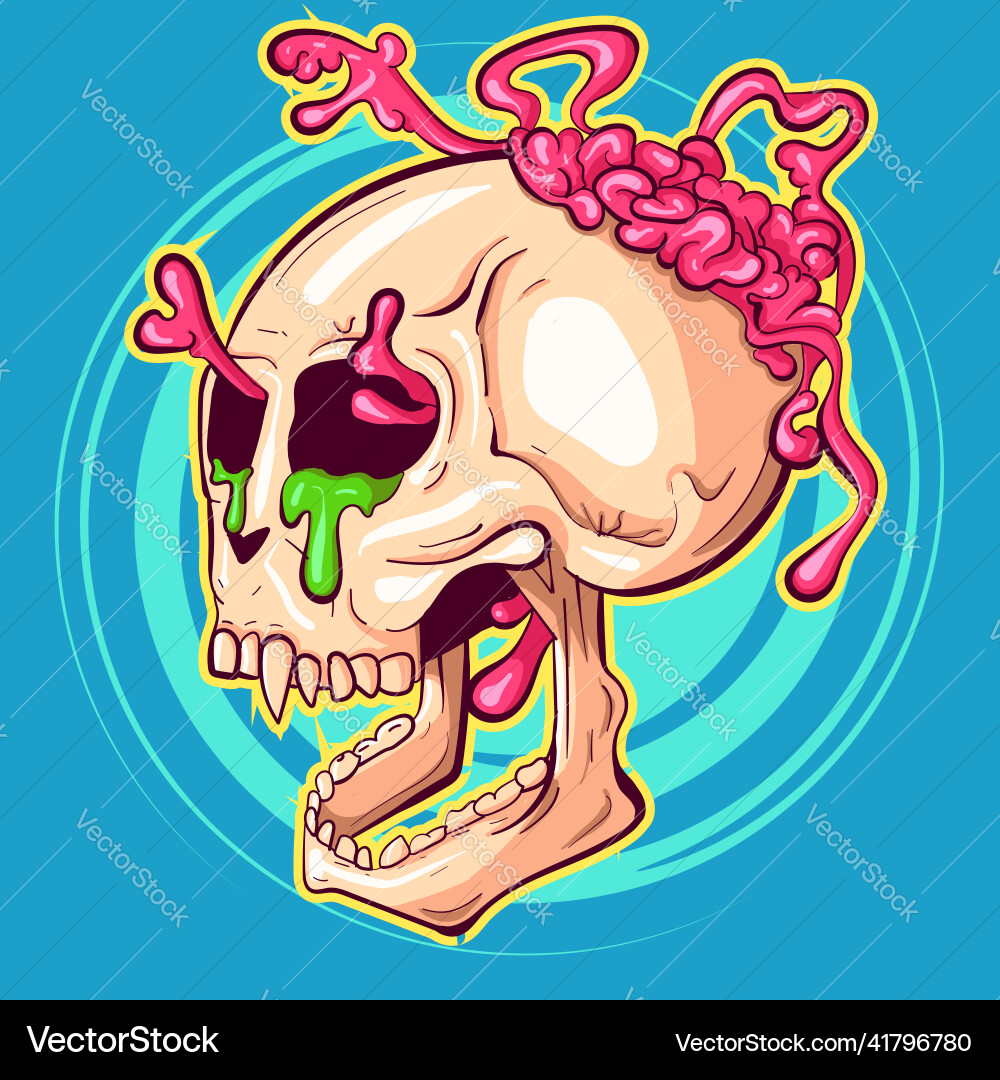 Explosive of a side view skull with brains Vector Image