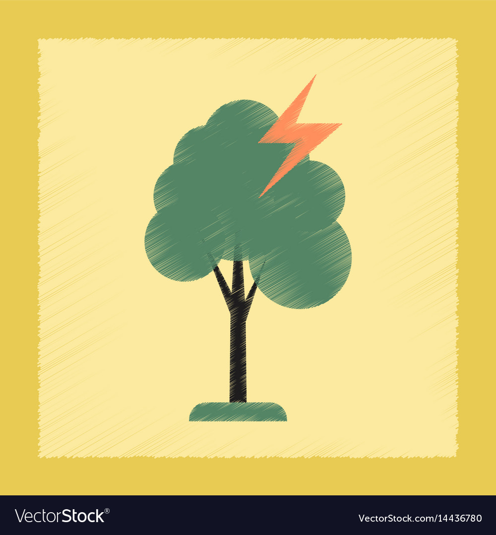 Flat shading style icon lightning tree