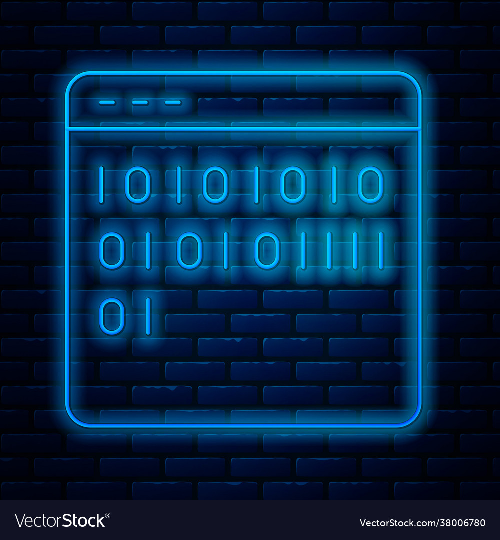 Glowing neon line binary code icon isolated vector image Glowing neon line binary code icon isolated