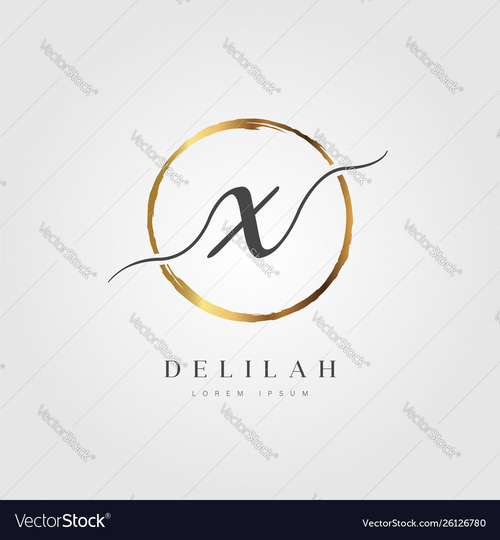 Gold elegant initial letter type x