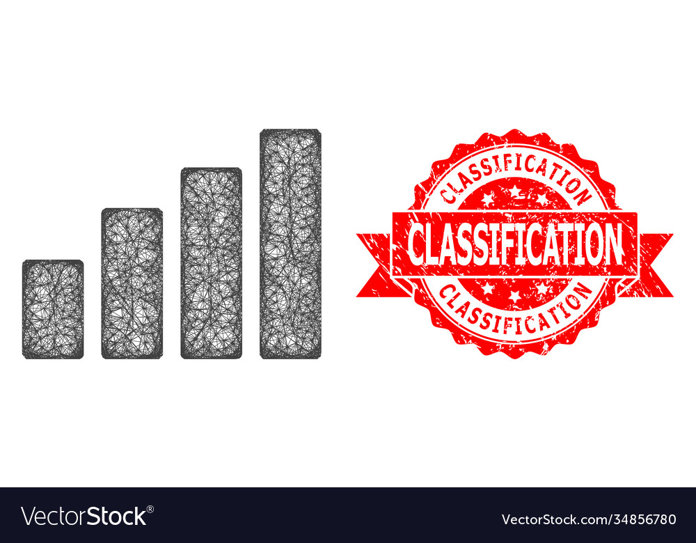 Grunge classification seal and hatched bar chart Vector Image Grunge classification seal and hatched bar chart