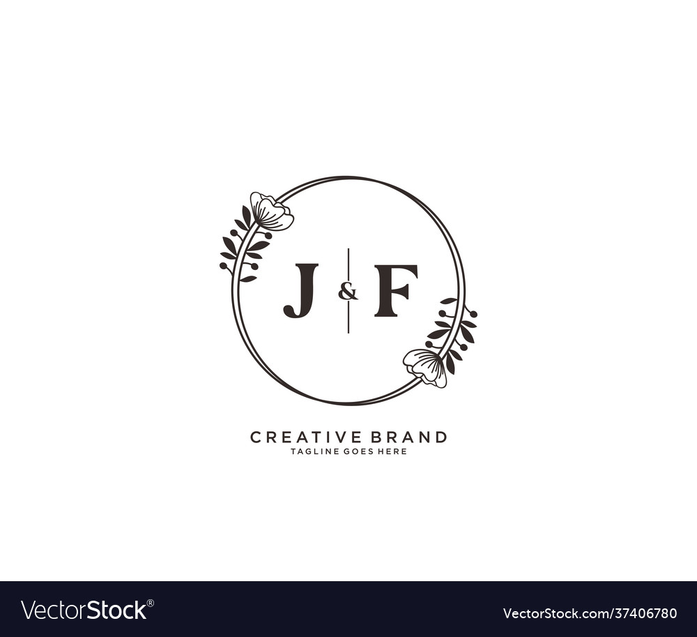 Initial jf letters hand drawn feminine and floral Vector Image