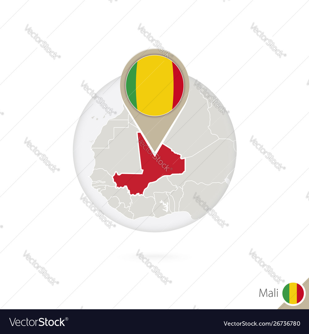Mali map and flag in circle vector image Mali map and flag in circle