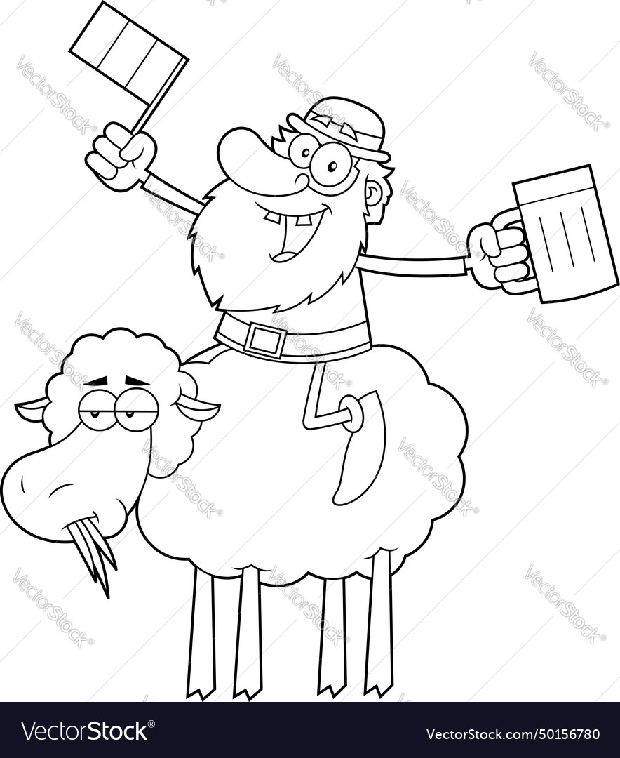 Outlined lucky leprechaun cartoon character vector image Outlined lucky leprechaun cartoon character