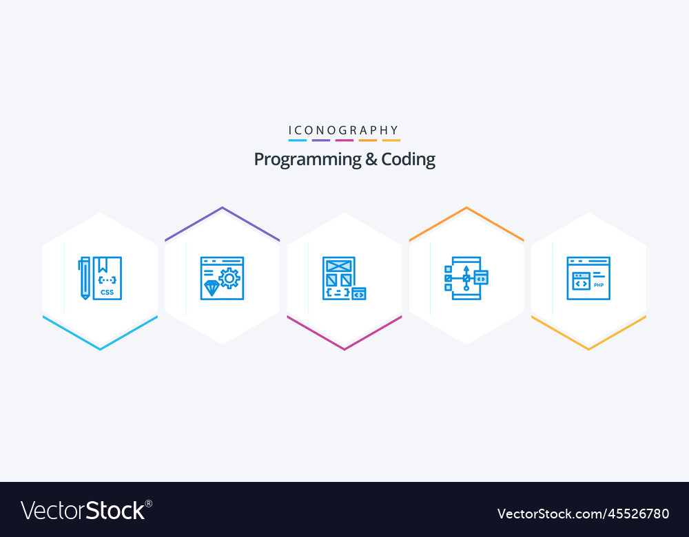 Programming and coding 25 blue icon pack