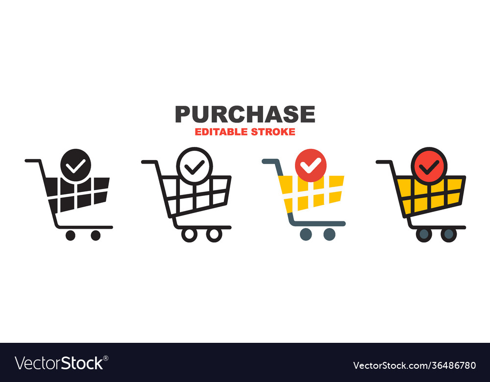 Purchase icon set with different styles editable vector image Purchase icon set with different styles editable