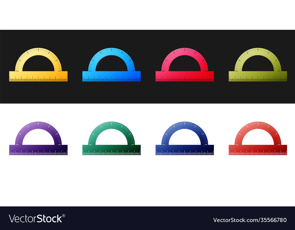 Set protractor grid for measuring degrees icon vector image Set protractor grid for measuring degrees icon