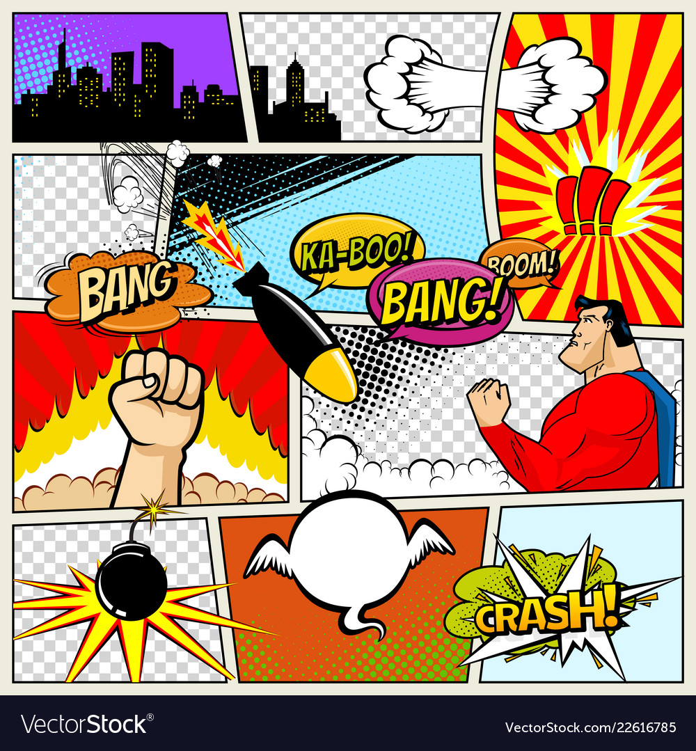 Comics template retro comic book speech Royalty Free Vector