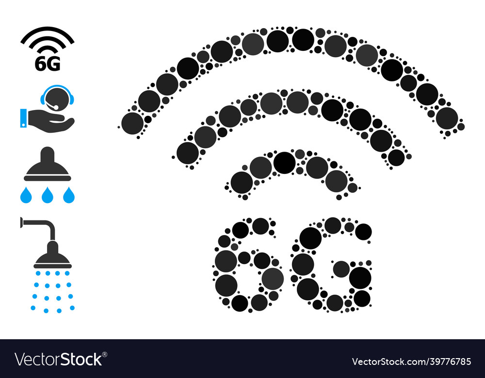 Dotted 6g radio source mosaic of rounded dots vector image Dotted 6g radio source mosaic of rounded dots