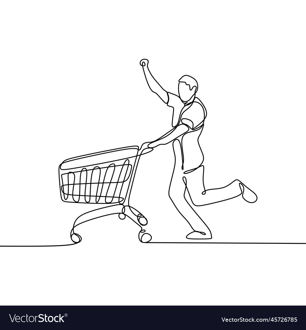 Draw a continuous line of men running with bag Vector Image Draw a continuous line of men running with bag