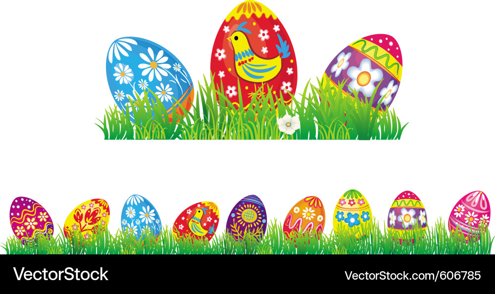 Easter eggs in grass Royalty Free Vector Image