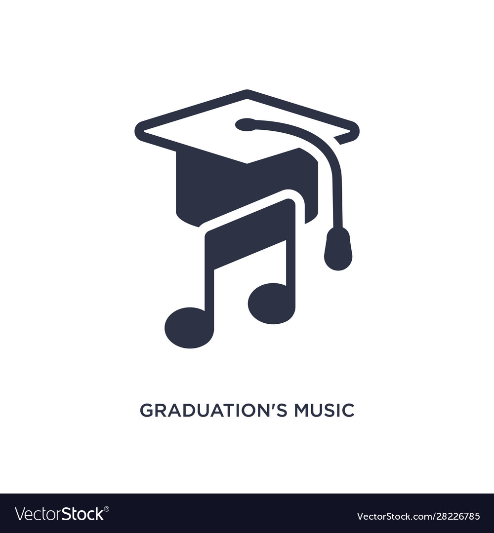 Graduations music icon on white background simple