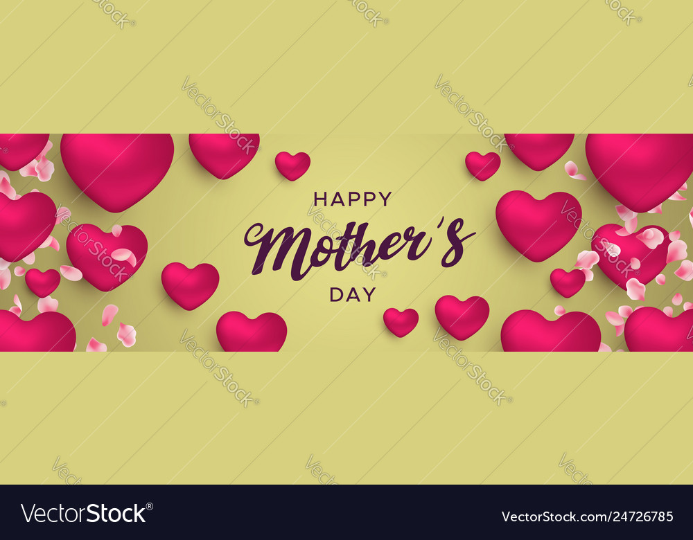 Happy mothers day banner pink heart balloons Vector Image