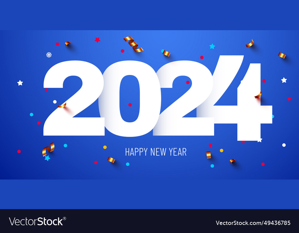 Happy new 2024 year holiday numbers Royalty Free Vector