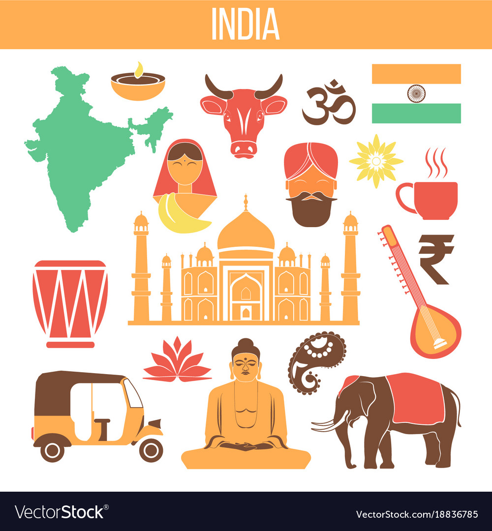 India travel famous landmarks and tourist culture Vector Image