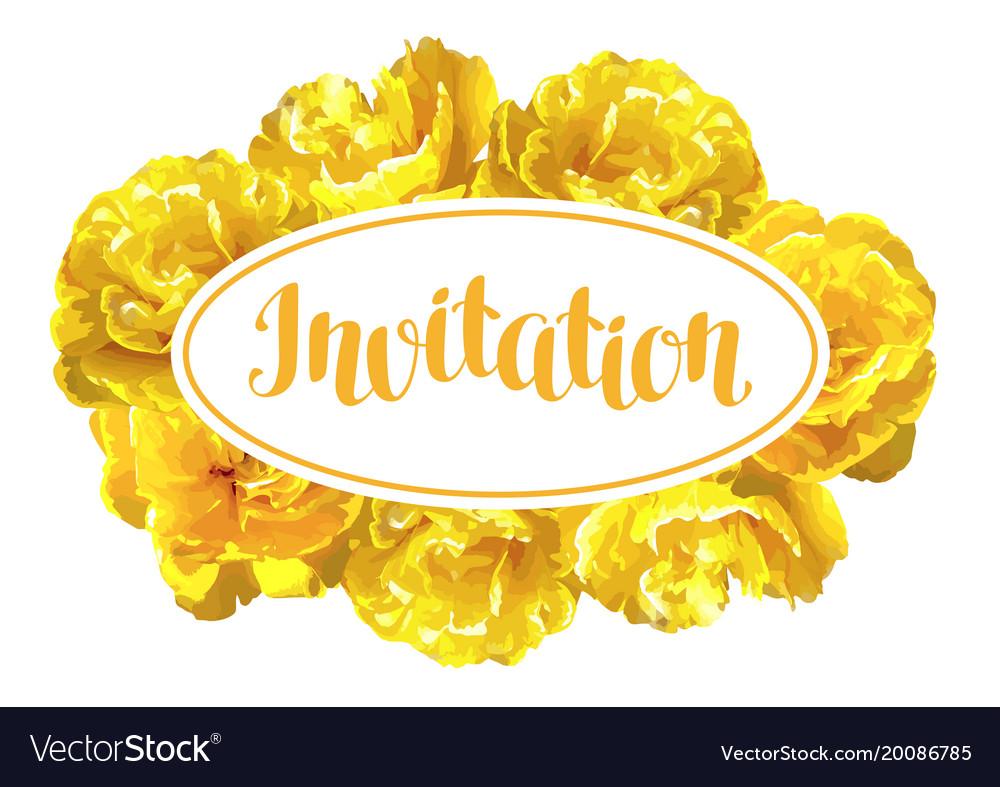 Invitation card fluffy yellow tulips beautiful