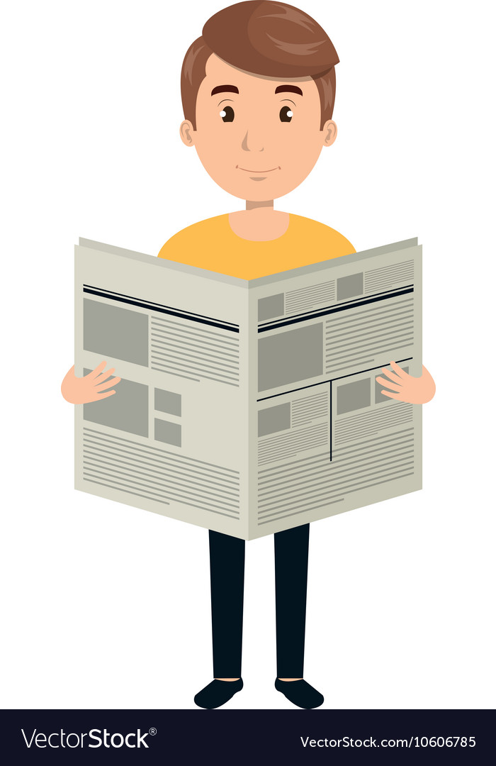 Man reading a newspaper Royalty Free Vector Image