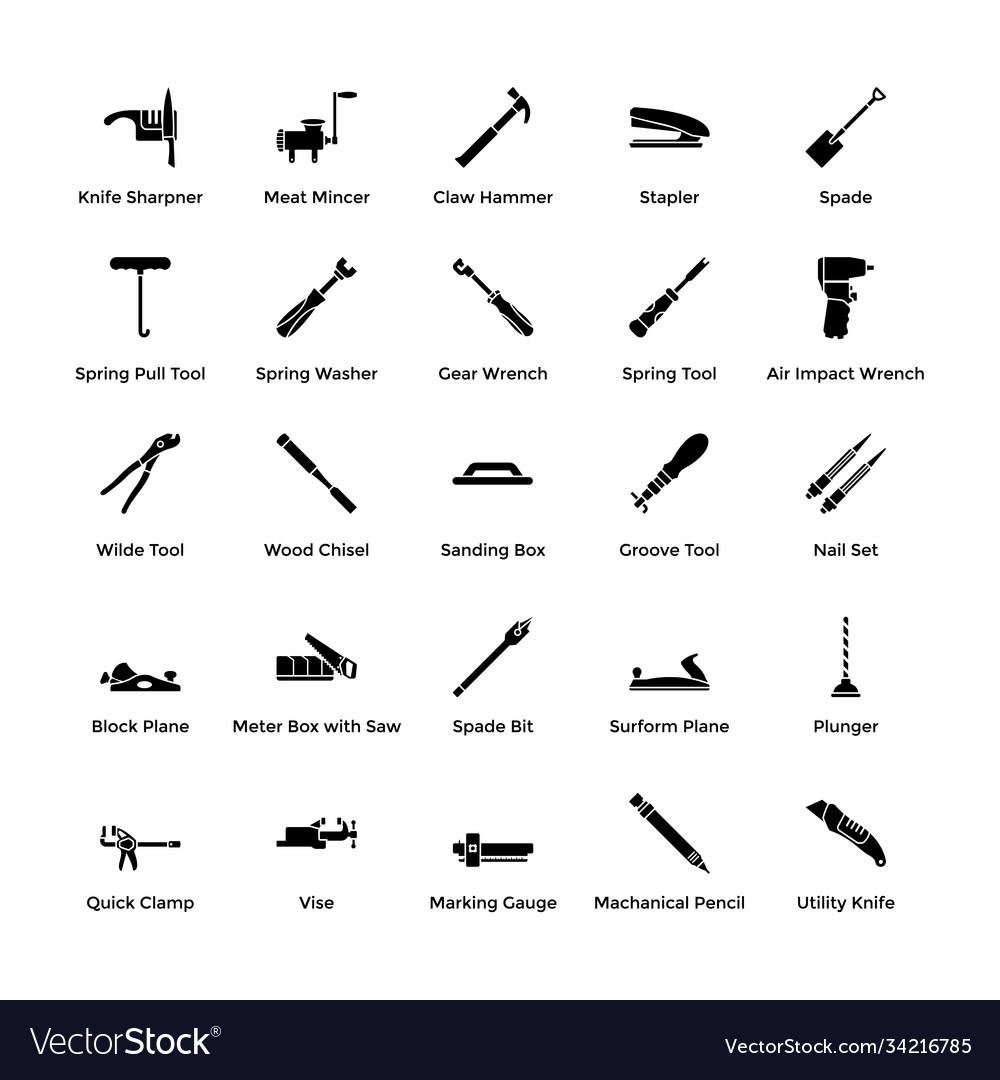 Mechanical tools icons pack Royalty Free Vector Image