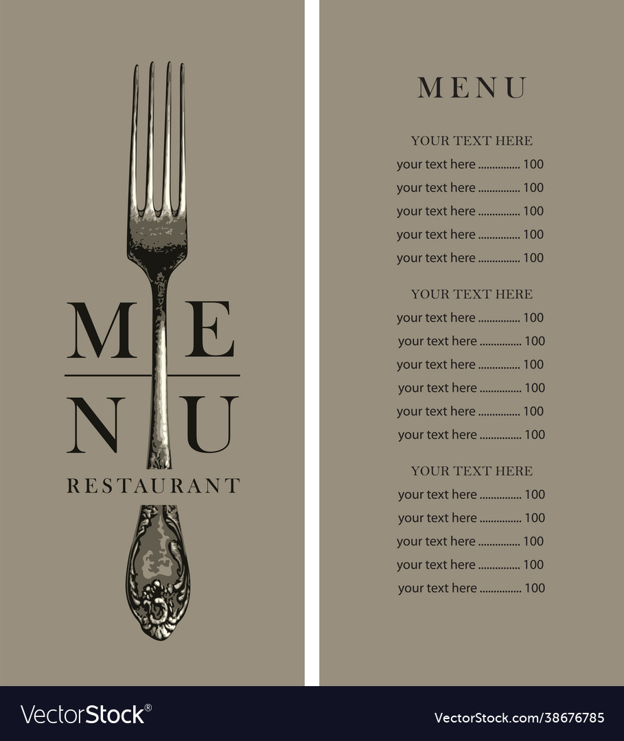 Menu template for a restaurant with price list Vector Image