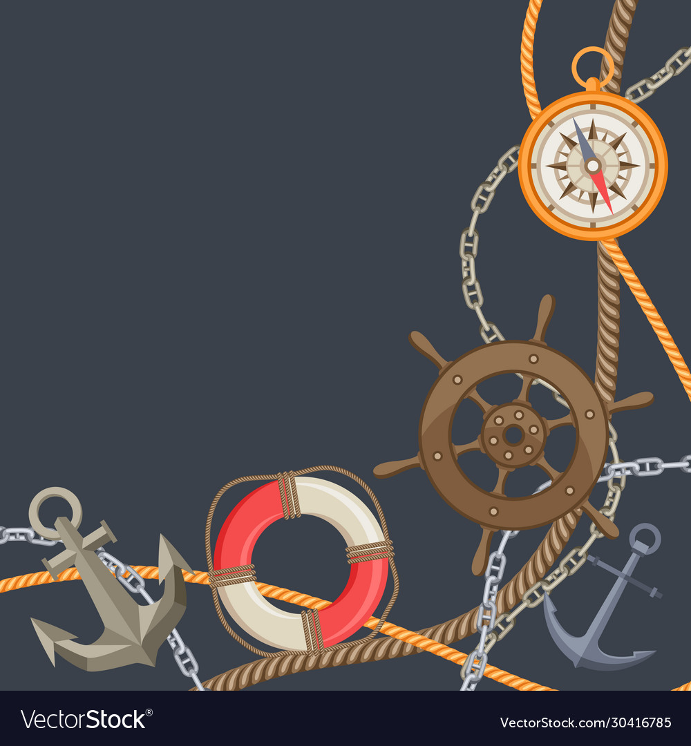 Nautical background with sailing items ropes