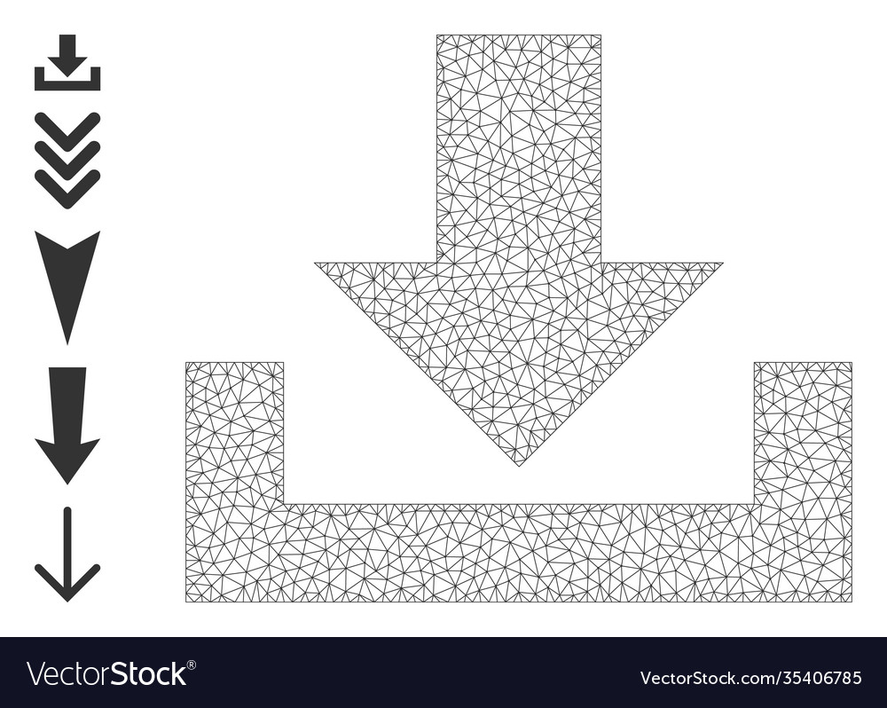 Polygonal network downloads icon with simple vector image Polygonal network downloads icon with simple