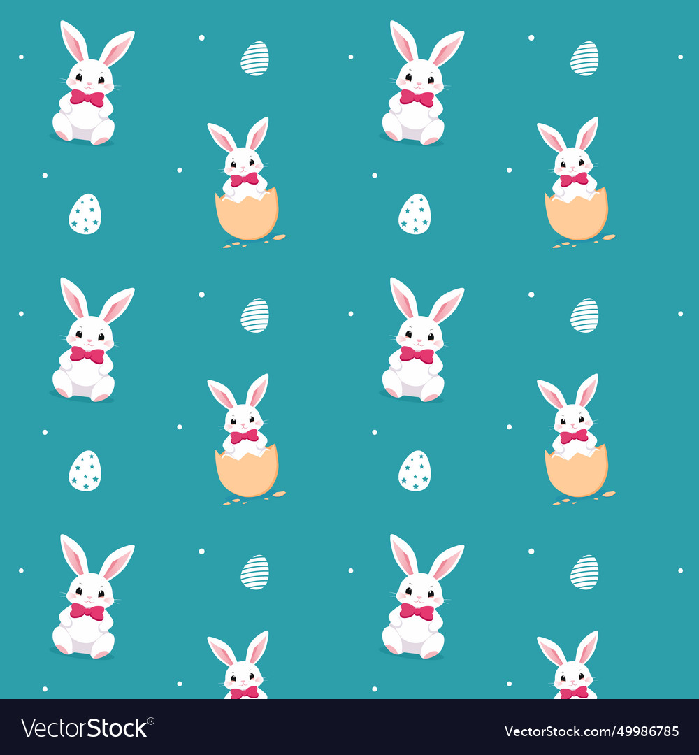 Seamless pattern with rabbits and eggs