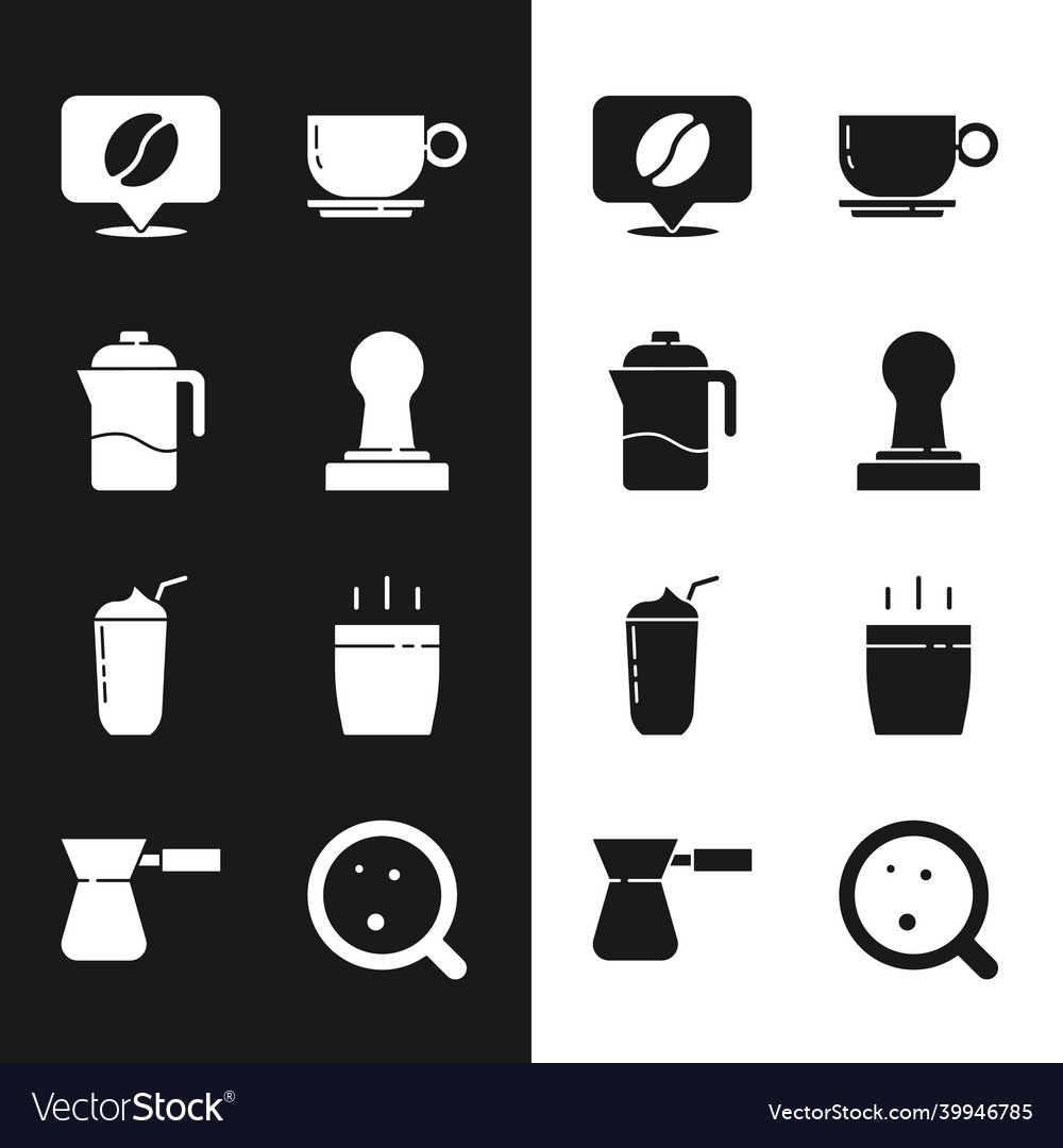 Set coffee tamper french press location Royalty Free Vector