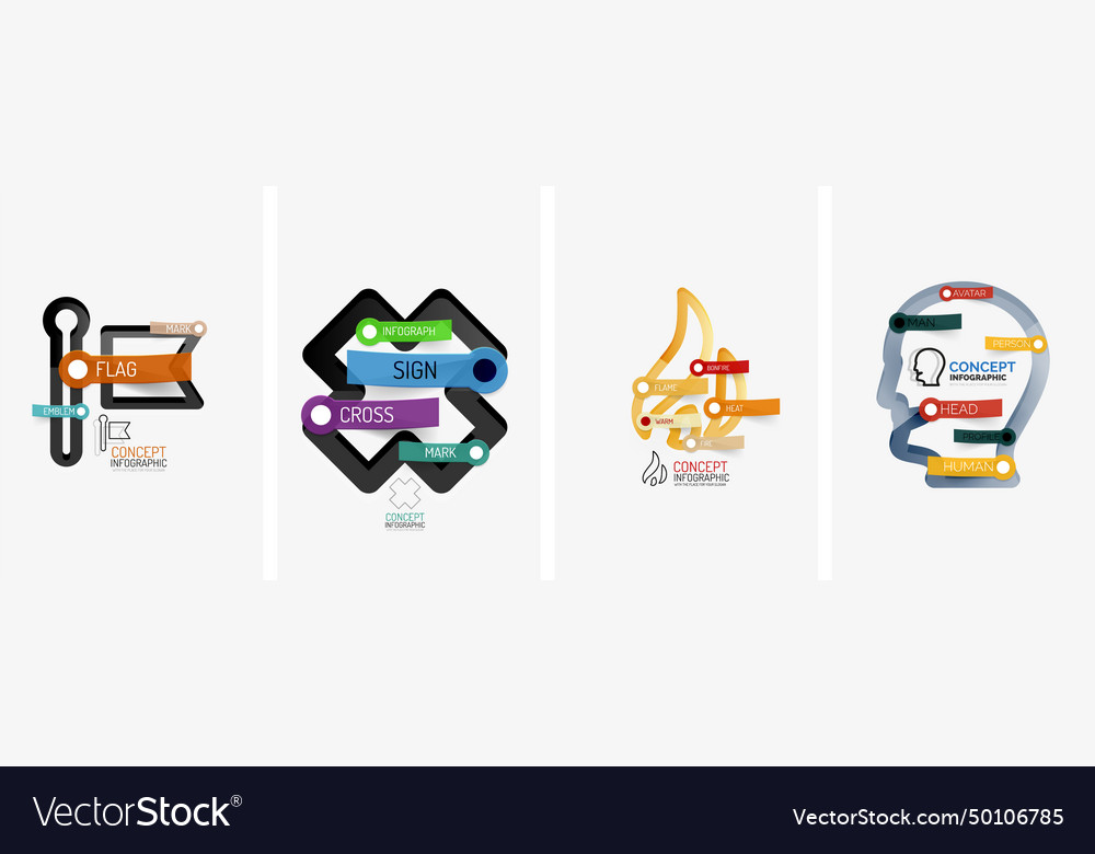 Set of infographics with line design icons Vector Image Set of infographics with line design icons