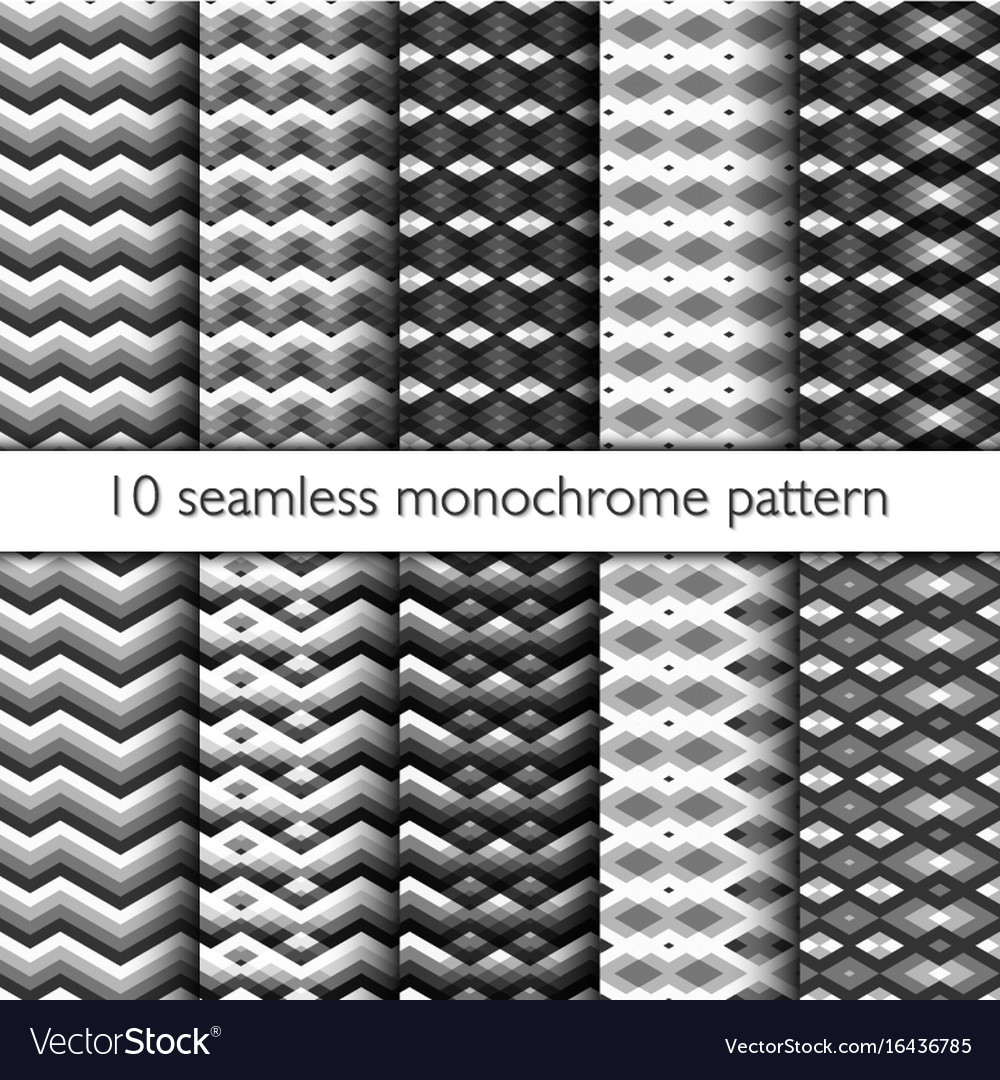 Set of ten seamless zig zag pattern