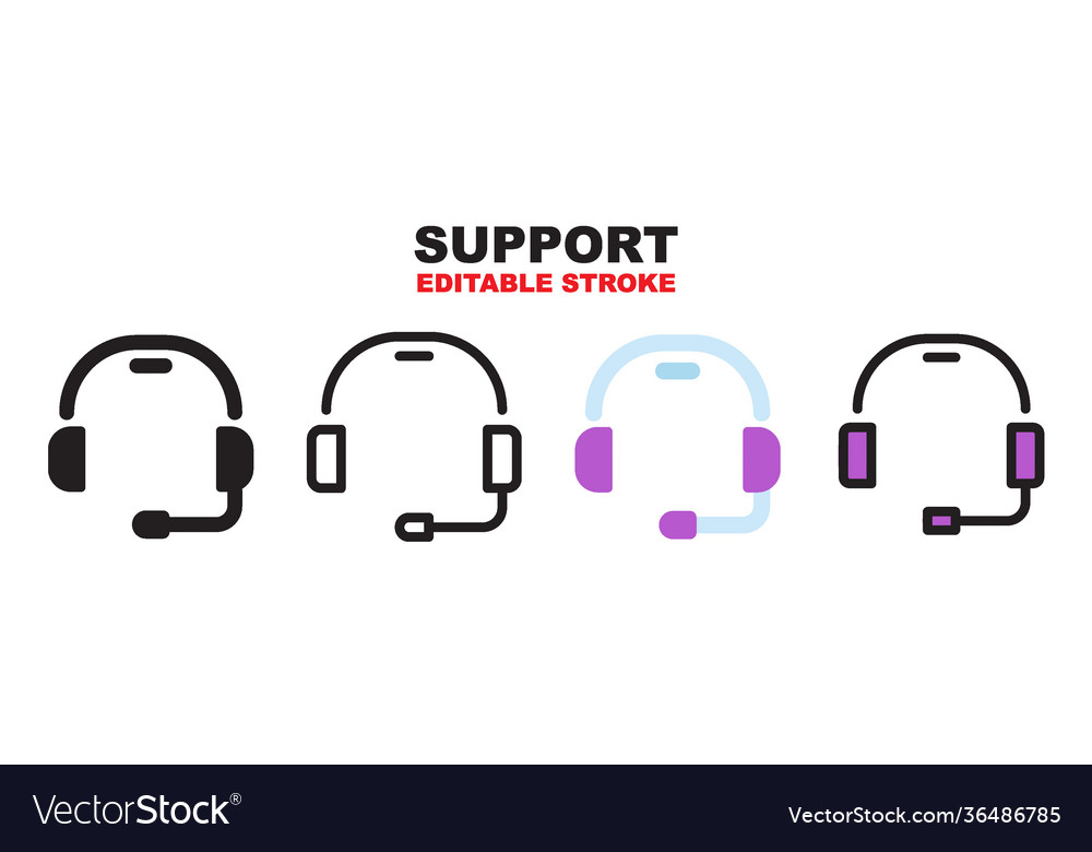 Support icon set with different styles editable vector image Support icon set with different styles editable
