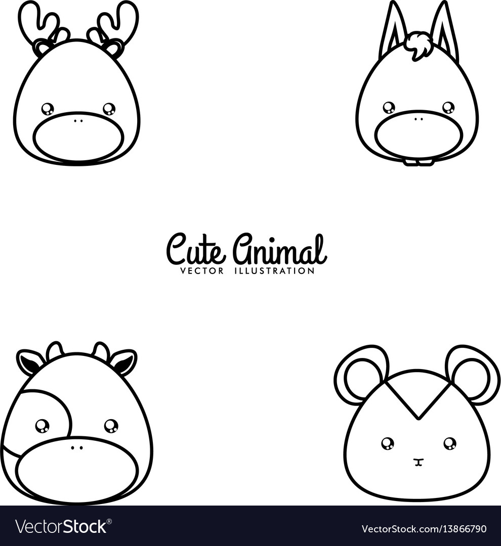 Animals drawing face Royalty Free Vector Image