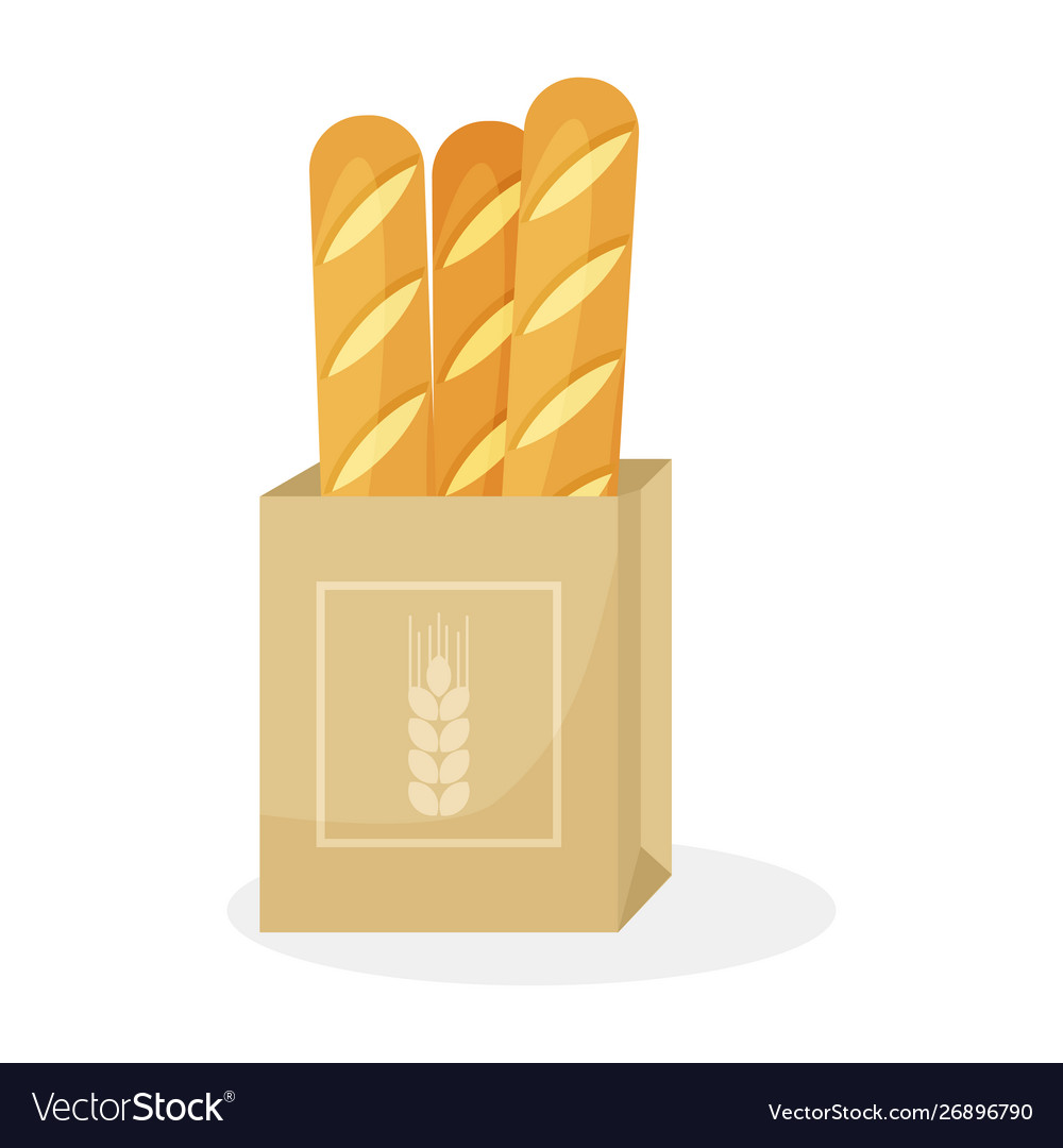 Baguette bread in paper package