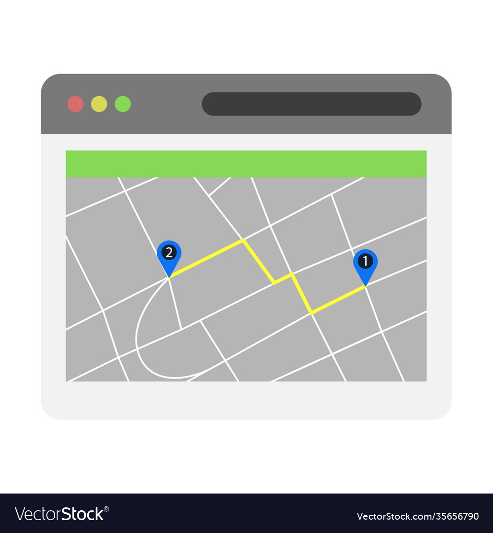 Browser application phone page with gps vector image Browser application phone page with gps